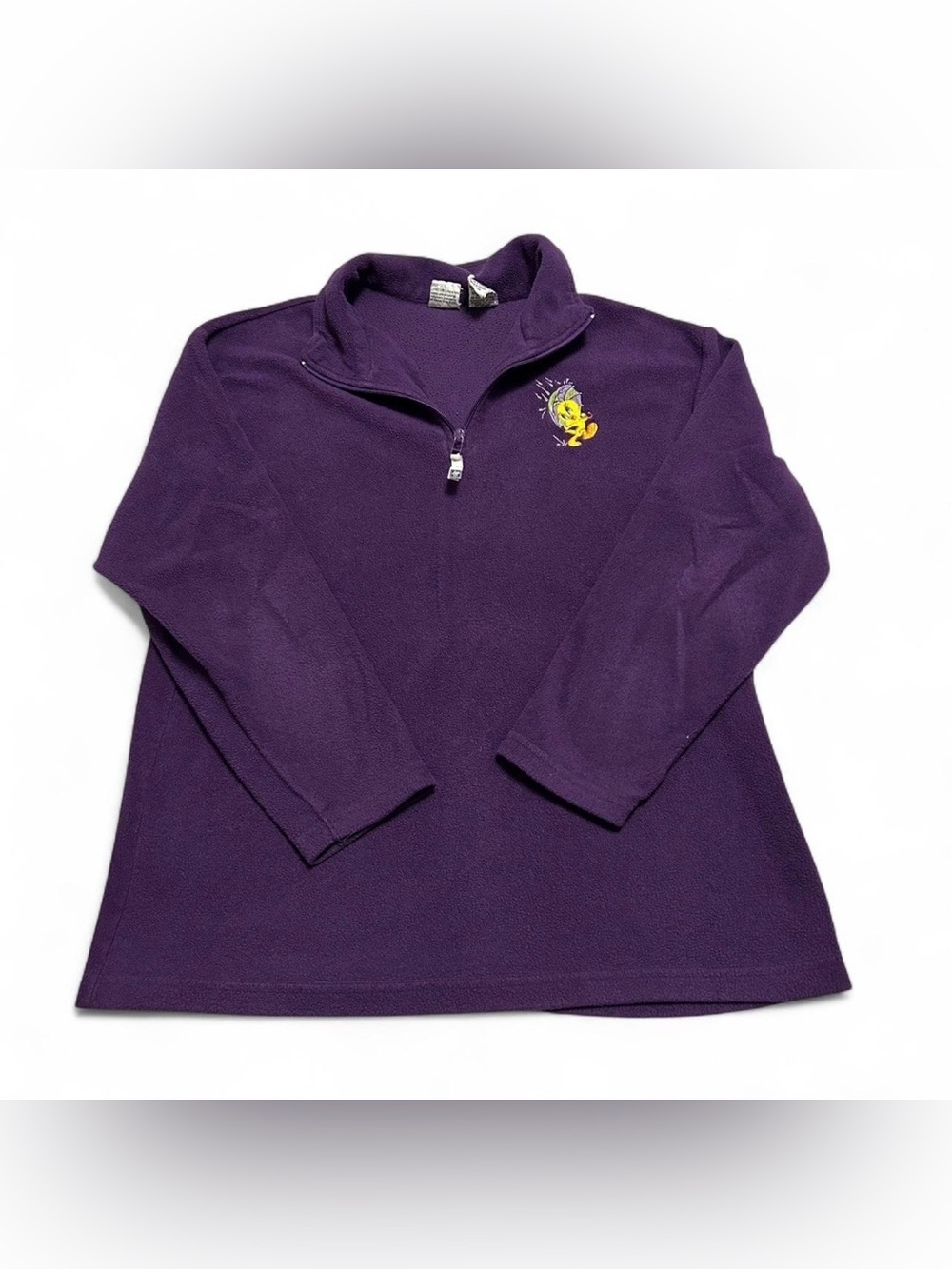 Vintage Women’s Large Looney Tunes Tweety Bird Spring Rain 1/4 Zip Fleece